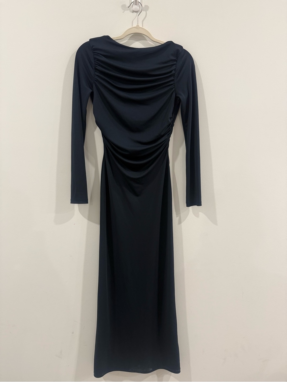 Zara Black Long-Sleeve Ruched Maxi Dress/PETROL BLUE / DARK